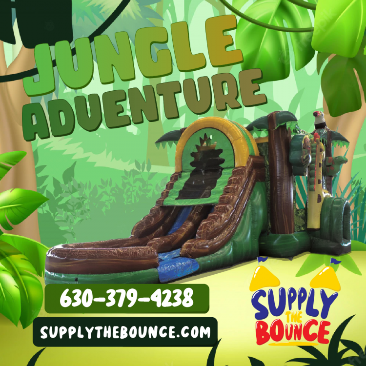 Jungle Adventure Bounce House Slide Combo (Wet/Dry) Supply The Bounce