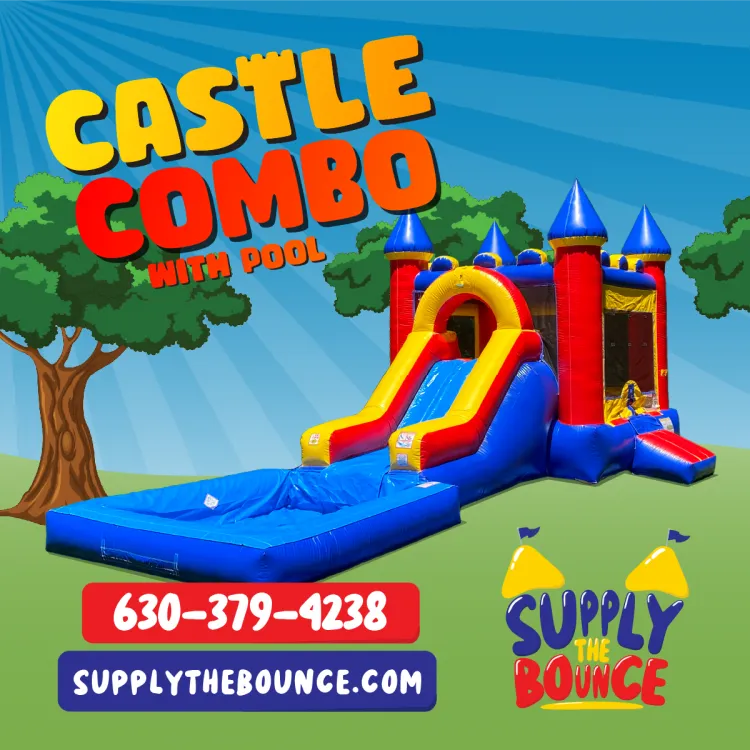 Castle Bounce House Slide Combo With Pool (Wet)