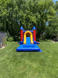 Castle combo wet with pool front Supply The Bounce medinah bounce house rental 1712094980 Castle Bounce House Slide Combo With Pool (Wet)