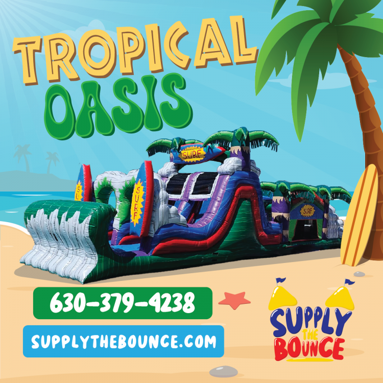 42’ Tropical Oasis Obstacle Course with Dual Lane (Wet/Dry)