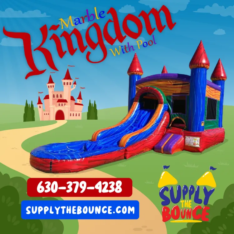 Marble Kingdom Bounce House Slide Combo With Pool (Wet)