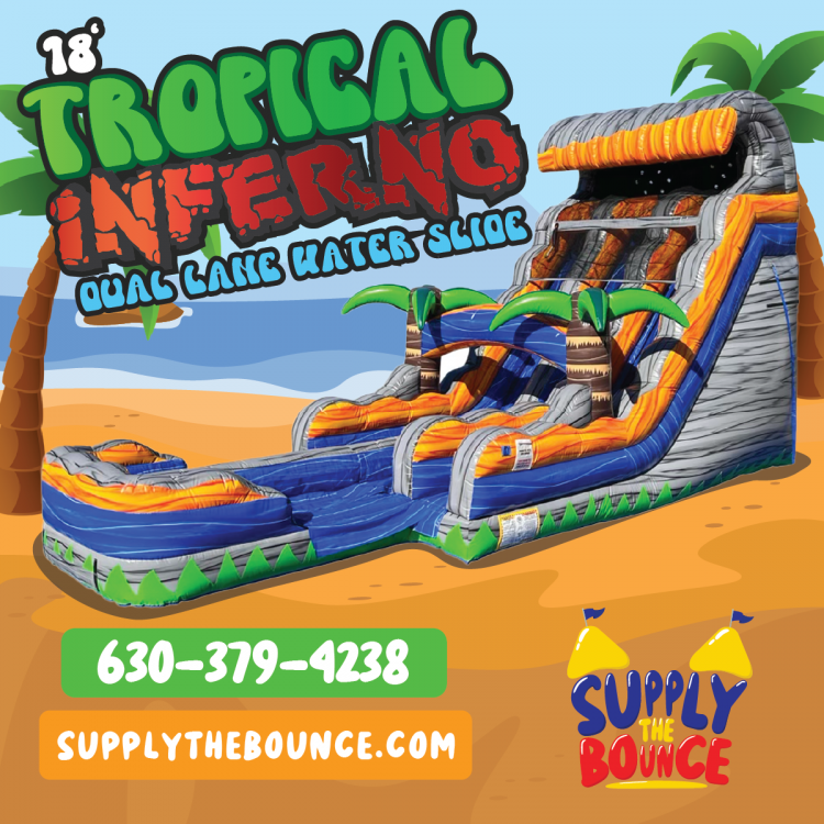 18' Tropical Inferno Double Lane Water Slide