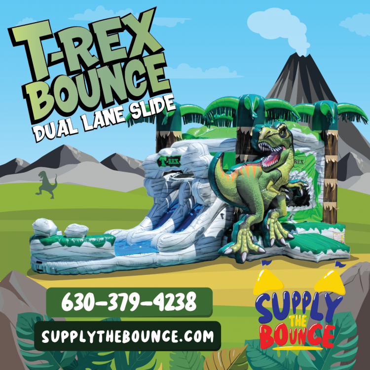 T-Rex Dinosaur Bounce and Dual Lane Slide (Wet/Dry)