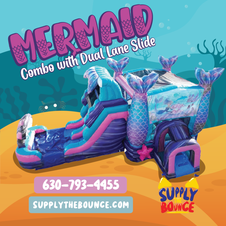 Mermaid Dual Lane Combo Bounce and Slide (Wet/Dry)
